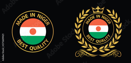 made in Niger vector stamp. badge with Niger flag