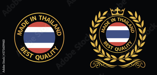 made in Thailand vector stamp. badge with Thailand  flag