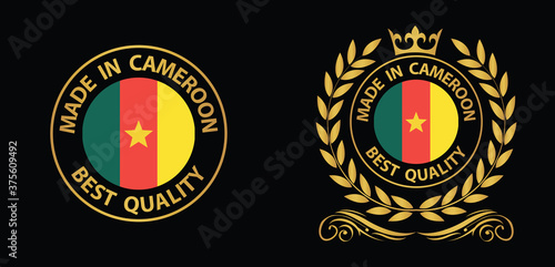 made in Cameroon vector stamp. badge with Cameroon  flag