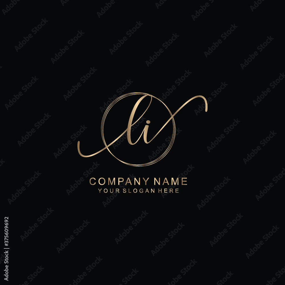 LI Initial handwriting logo template vector LI Initial handwriting logo template vector