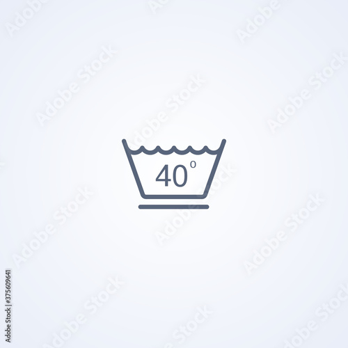 Gentle washing mode, temperature no higher than 40 degrees, vector best gray line icon