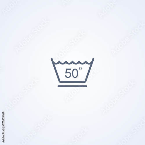Gentle washing mode, temperature no higher than 50 degrees, vector best gray line icon