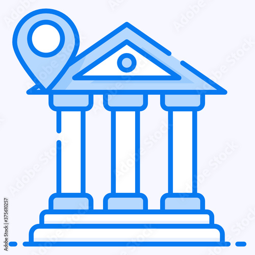
Bank location, location pointer with treasury house vector 
