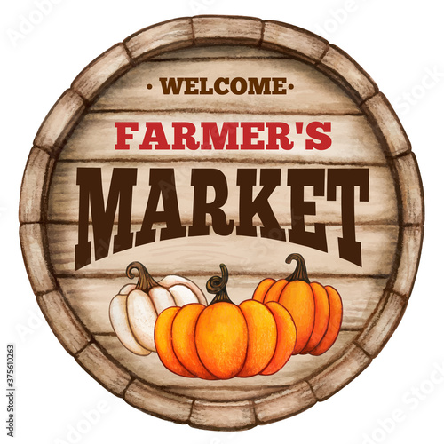 Watercolor rustic watercolor barrel top template market wooden sign