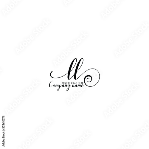 LL Initial handwriting logo template vector