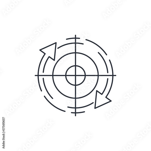 A moving target. Vector linear icon isolated on white background.