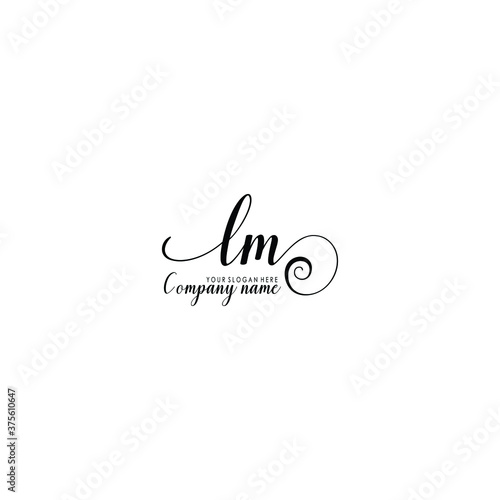 LM Initial handwriting logo template vector