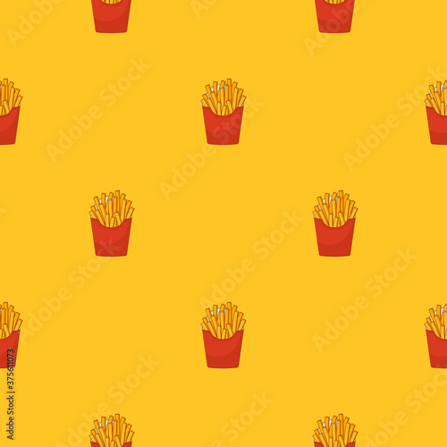 Cartoon seamless pattern with potatoes fries