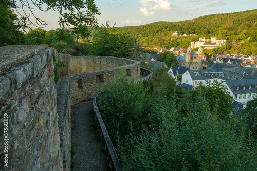 a view of historic town in the evening light. Bad Muenstereifel, Germany