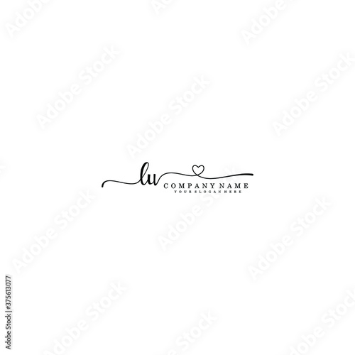 LU Initial handwriting logo template vector 