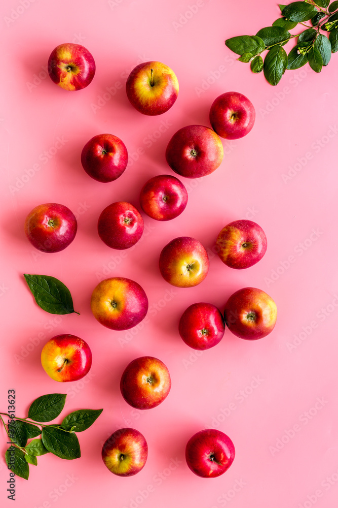 Apples background on kitchen desk - top view Apples background on kitchen desk - top view