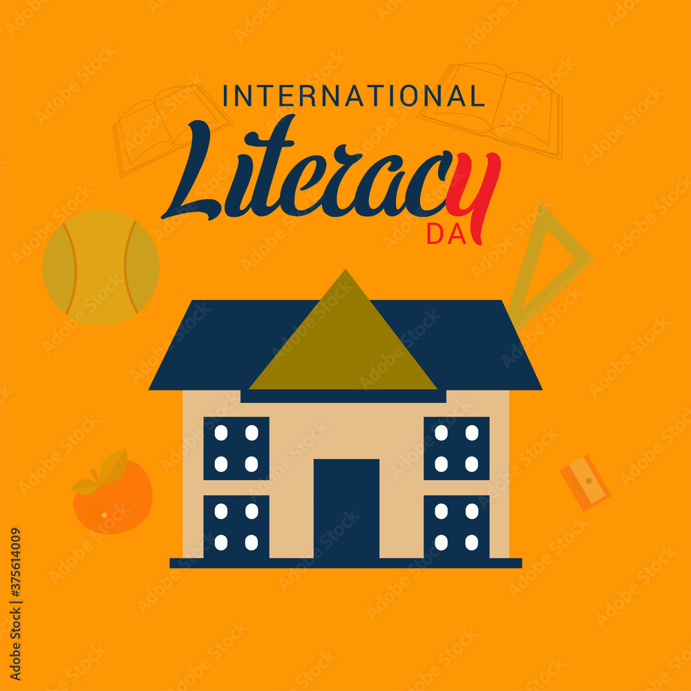 Fototapeta premium Vector illustration of a Background for International Literacy Day.