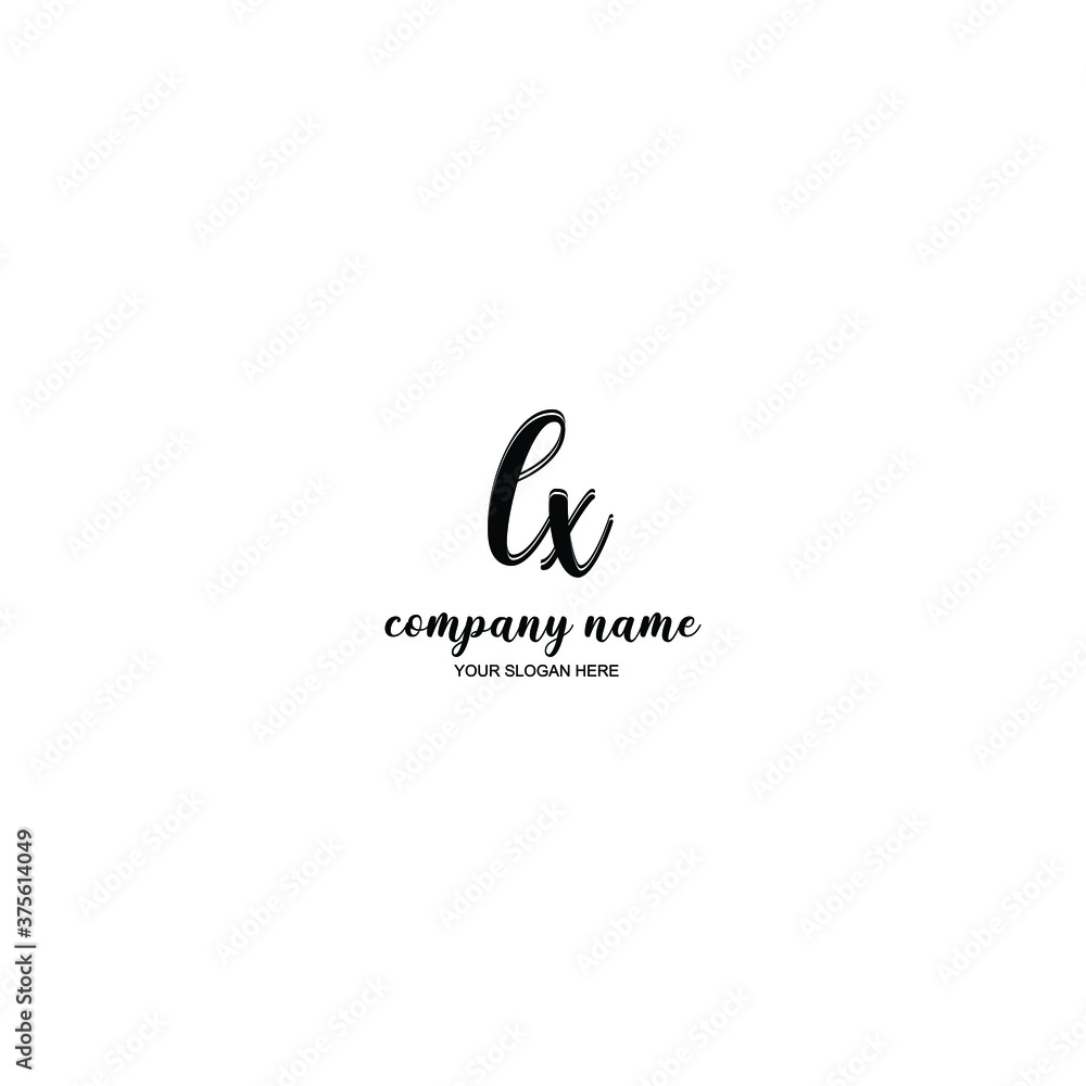 LX Initial handwriting logo template vector

