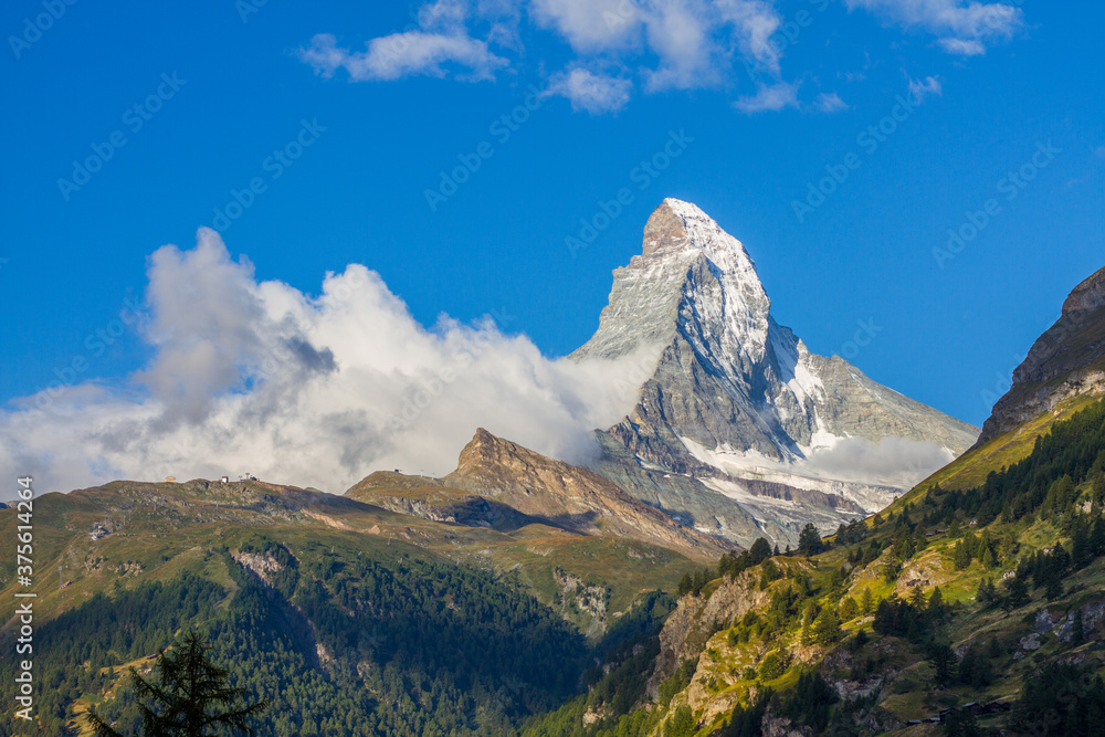 Matterhorn as seen from Zermatt village, summer, Switzerland