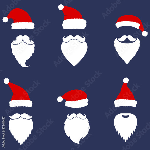 Santa Klaus fashion silhouette flat style. Christmas elements for greeting design. New Year.