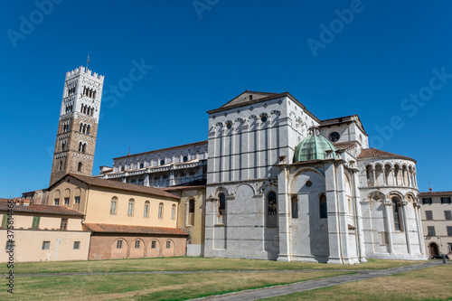 LUCCA, ITALY Piazza San Martino with Campanila of San Giovanni e Reparata Church