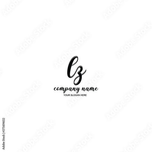 LZ Initial handwriting logo template vector 