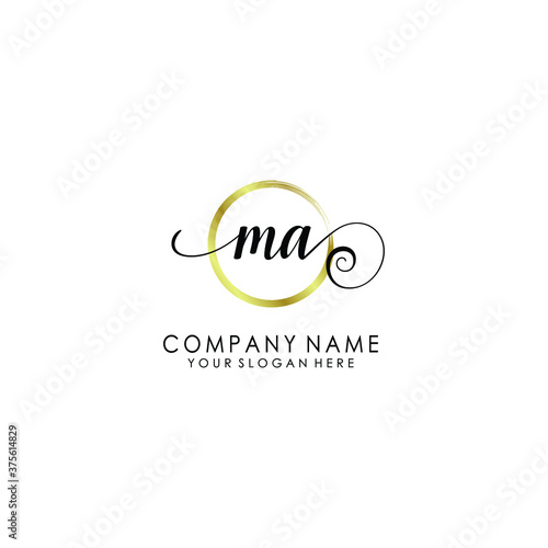 Fototapeta Naklejka Na Ścianę i Meble -  MA Initial handwriting logo template vector

