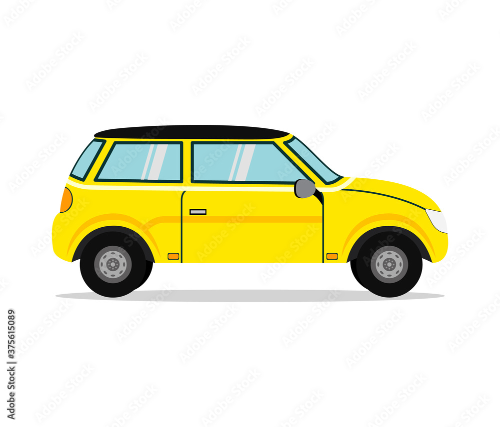 Yellow Car. Business sedan isolated. Vehicle branding mockup.
