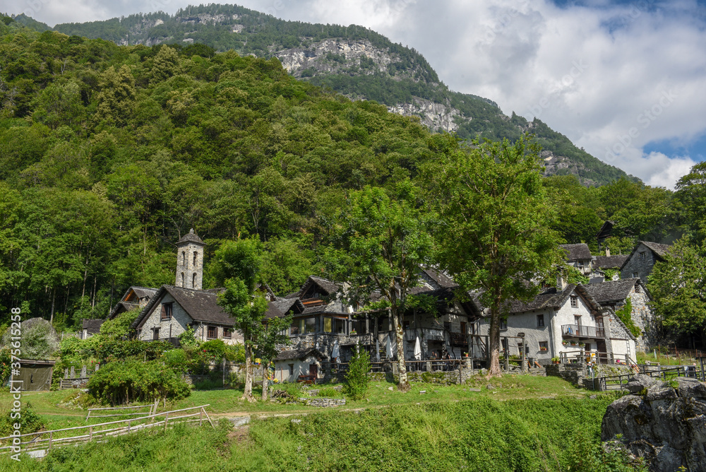 The village of Foroglio on Bavona valley in Switzerland