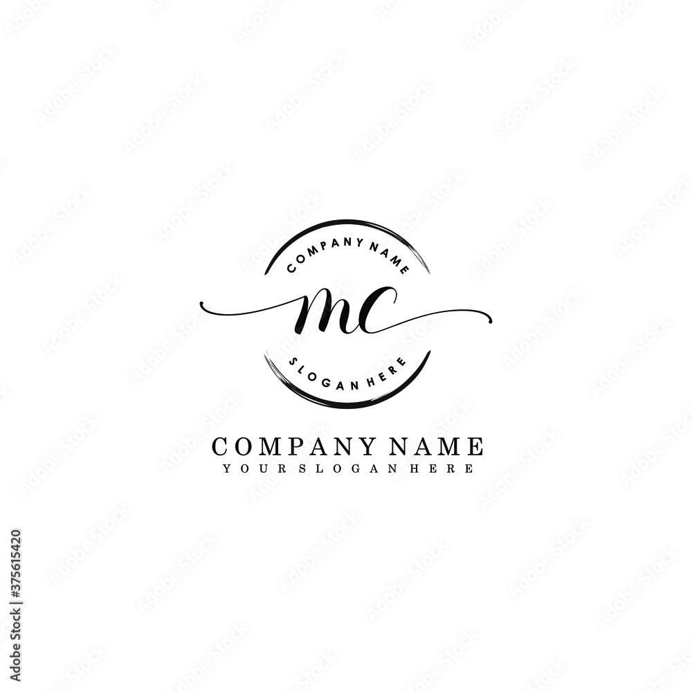 MC Initial handwriting logo template vector

