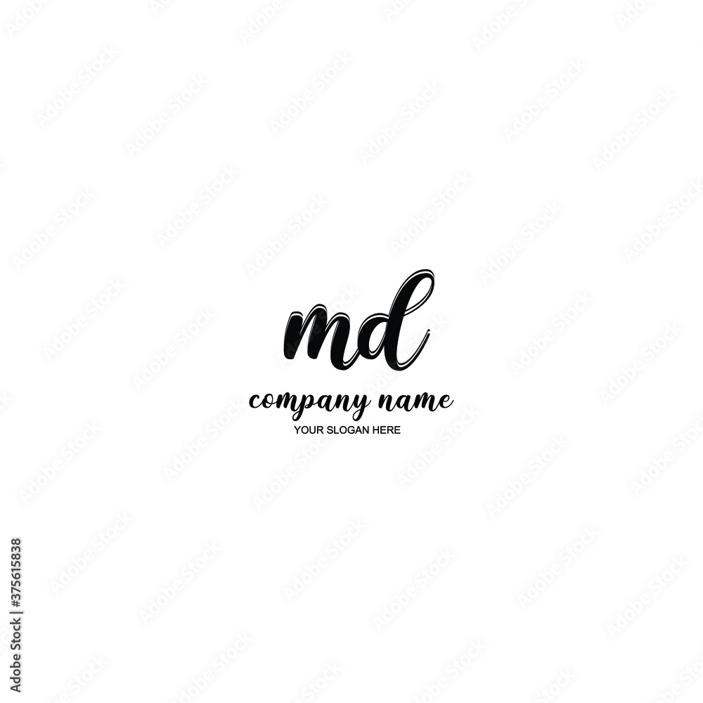 MD Initial handwriting logo template vector

