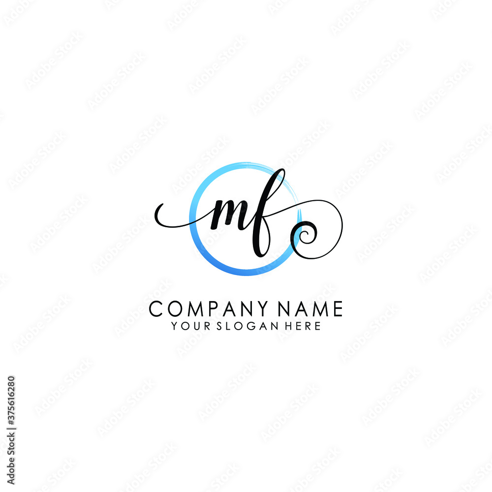 MF Initial handwriting logo template vector MF Initial handwriting logo template vector
