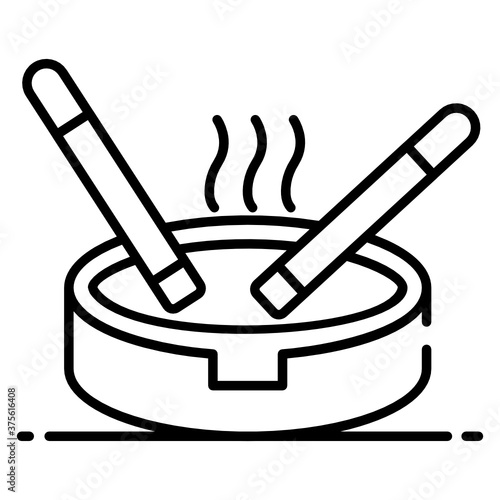 
Cigarettes with ashtray showing concept of smoking in icon

