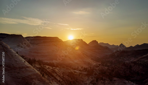 Amazing landscape sunset on Canyon Overlook  Zion National Park  Utah