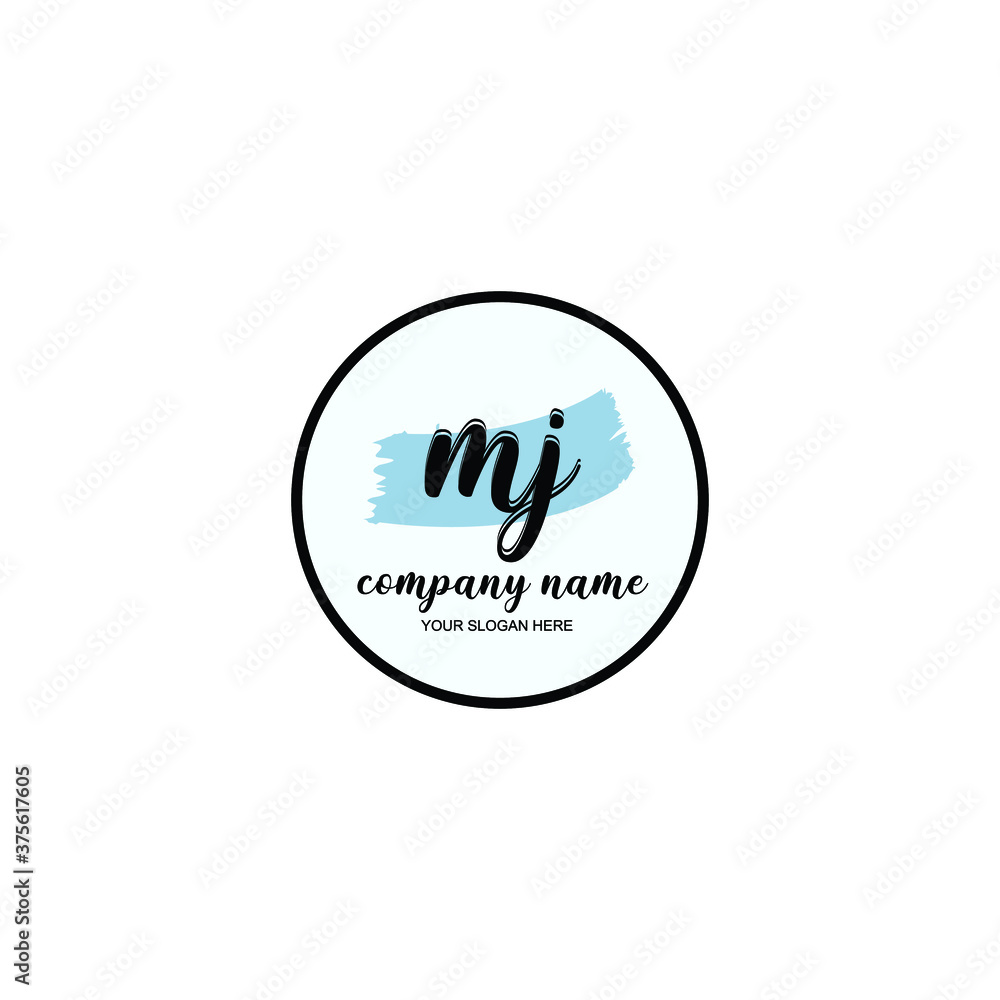 MJ Initial handwriting logo template vector MJ Initial handwriting logo template vector