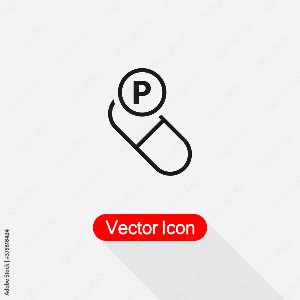 Vitamin P In Pill Icon Vitamin P In Pill Icon