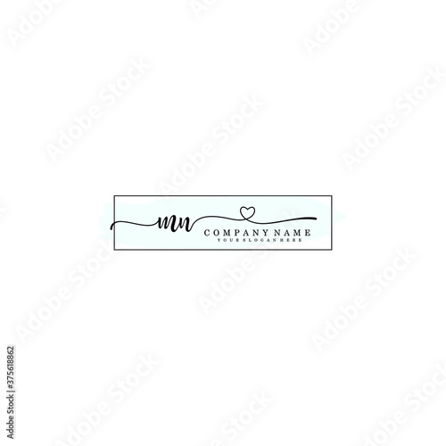 MN Initial handwriting logo template vector