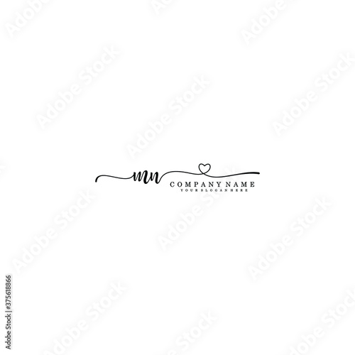 MN Initial handwriting logo template vector