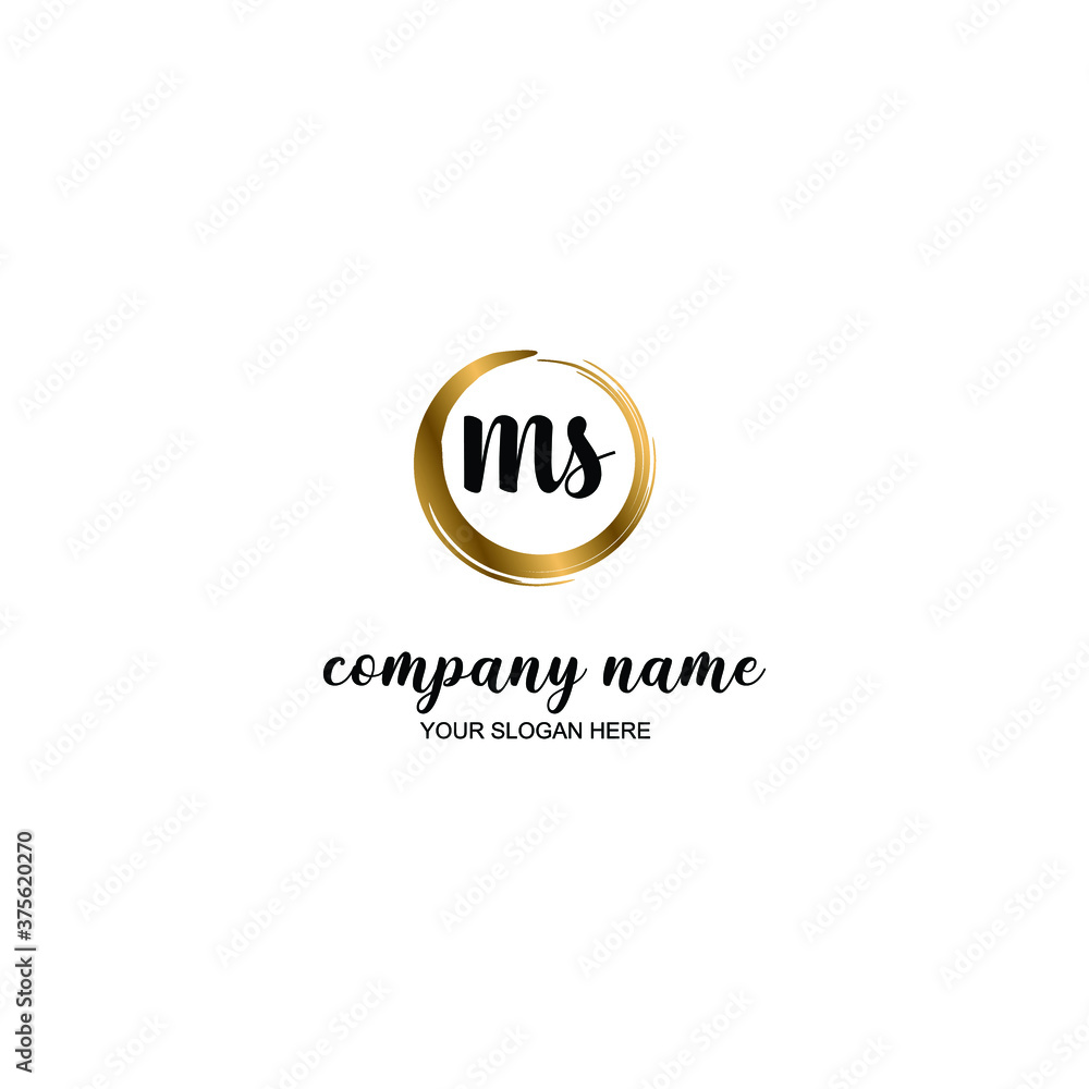 MS Initial handwriting logo template vector MS Initial handwriting logo template vector