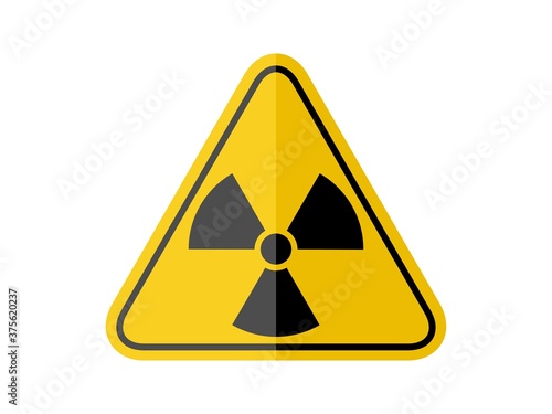 isolated black radiation hazard sign on yellow round triangle board flat paperwork vector design