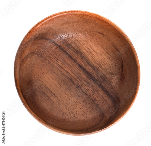 Wooden bowl isolated on white background
