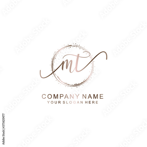MT Initial handwriting logo template vector