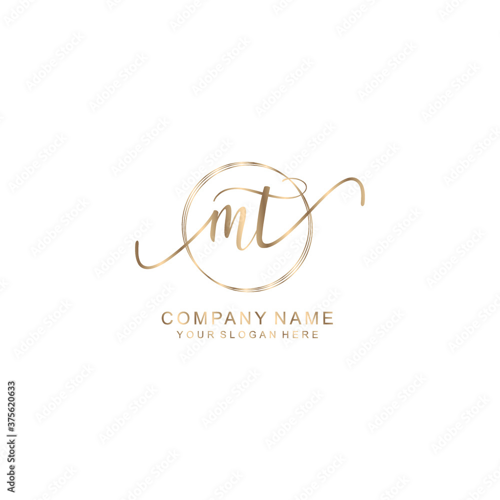 MT Initial handwriting logo template vector MT Initial handwriting logo template vector