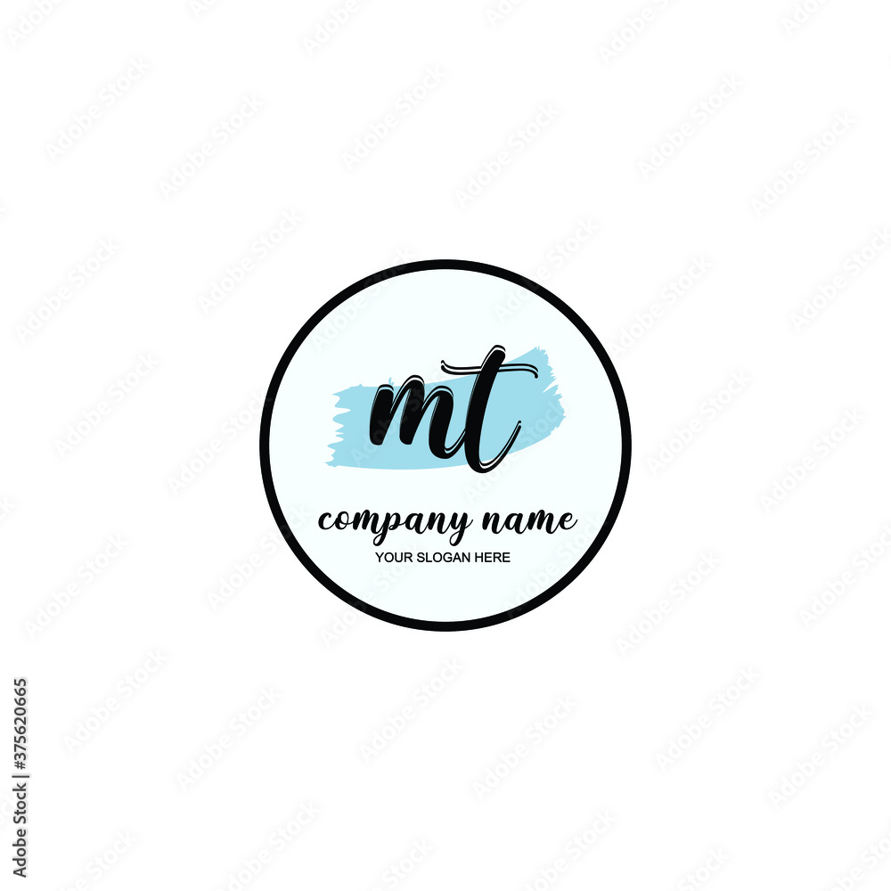 MT Initial handwriting logo template vector MT Initial handwriting logo template vector