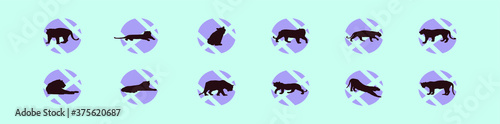 set of tiger cartoon icon design template with various models. vector illustration