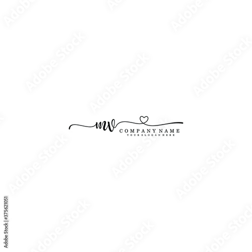 MV Initial handwriting logo template vector