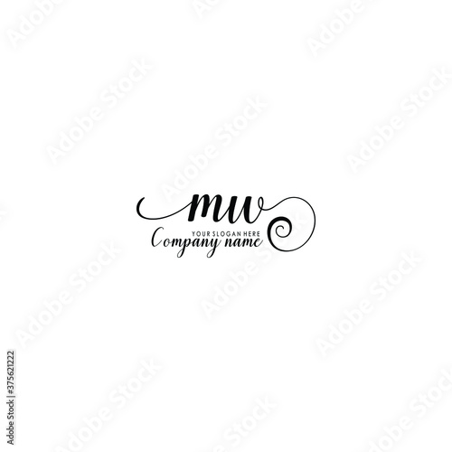 MW Initial handwriting logo template vector