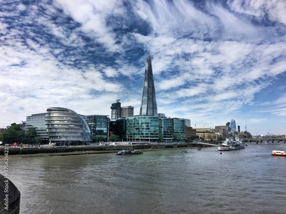 A view of the River Thames and the Shard in London