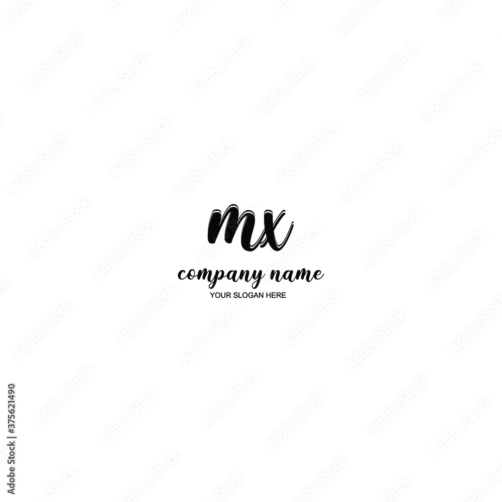 MX Initial handwriting logo template vector