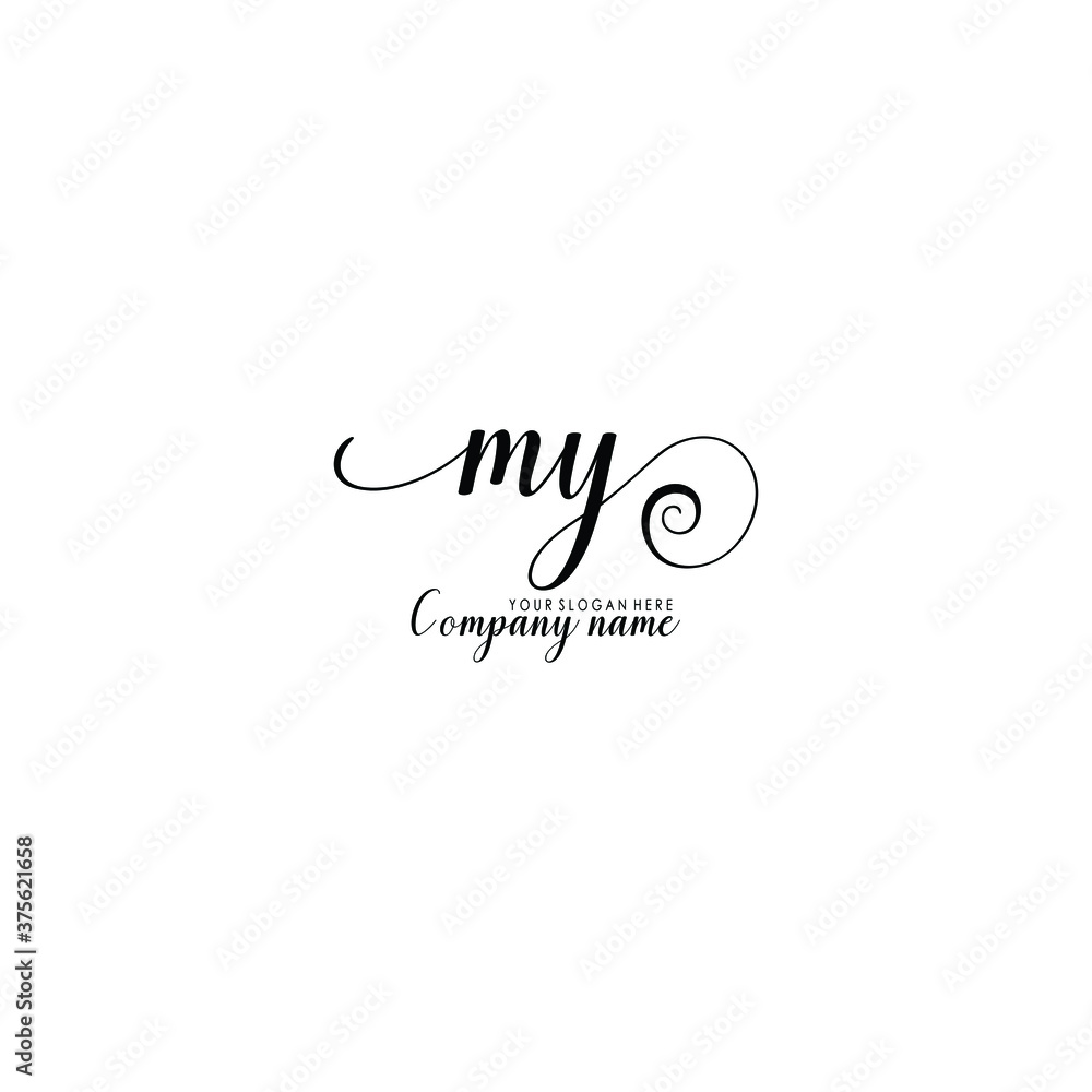 MY Initial handwriting logo template vector MY Initial handwriting logo template vector