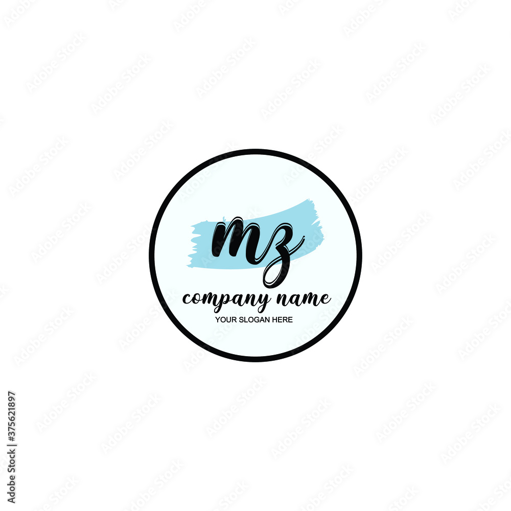 MZ Initial handwriting logo template vector MZ Initial handwriting logo template vector