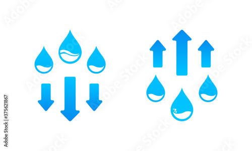 Humudity level up and down icon. Water cycle. Vector on isolated white background. EPS 10