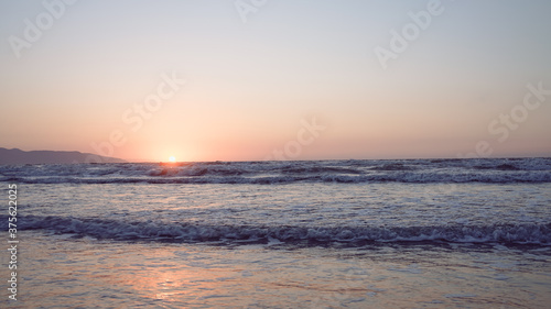 scenery seascape in early morning with bright sunlight in sunrise