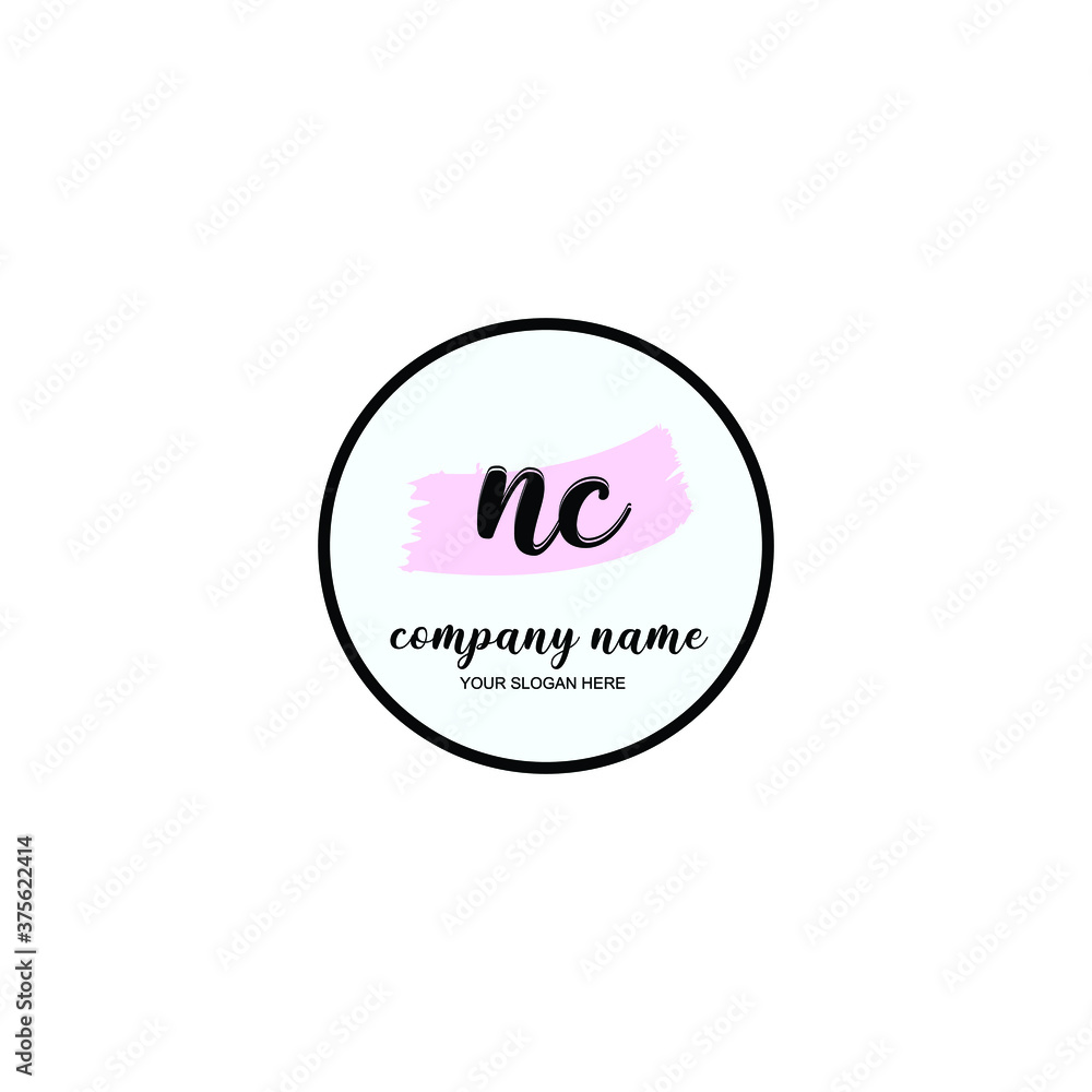 NC Initial handwriting logo template vector NC Initial handwriting logo template vector