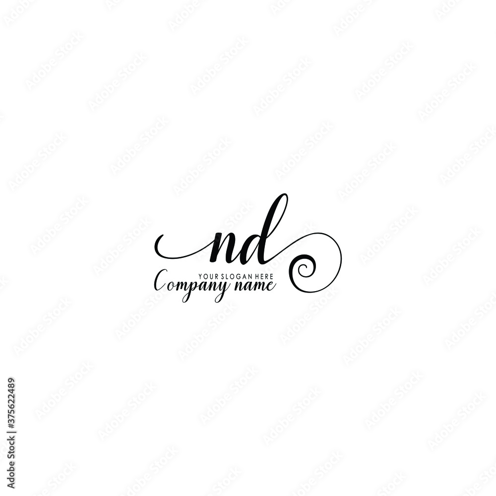 ND Initial handwriting logo template vector